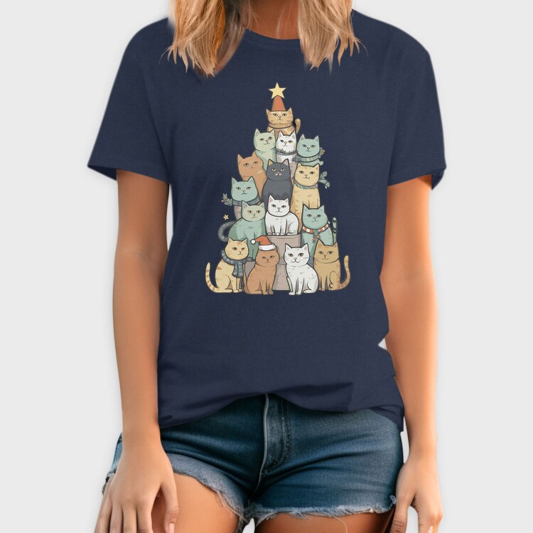 Cat Christmas Tree, Tricou Barbati (Unisex)
