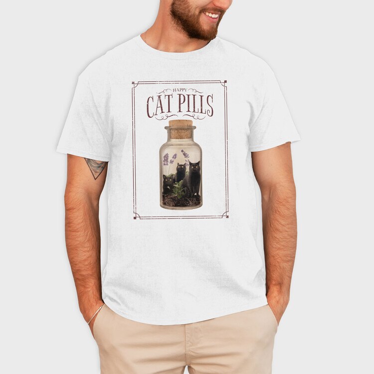 Happy Cat Pills, Tricou Barbati (Unisex)