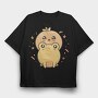Frog With Pumpkin Kawaii, Tricou Oversize Barbati (Unisex)