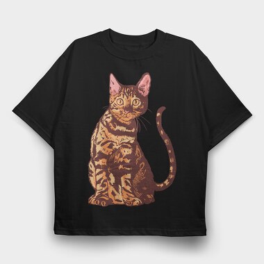 Bengal Cat Realistic, Tricou Oversize Barbati (Unisex)