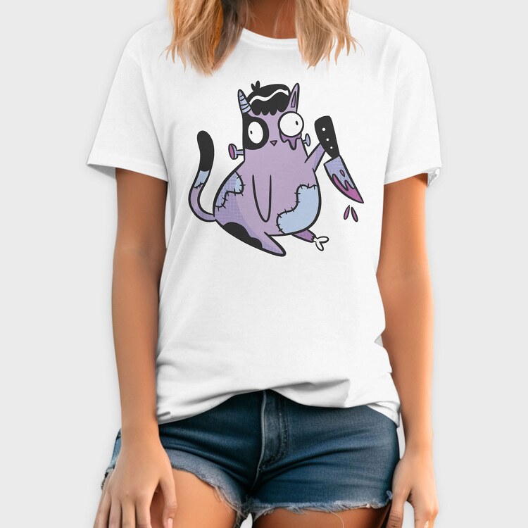 Zombie Cat Knife, Tricou Barbati (Unisex)