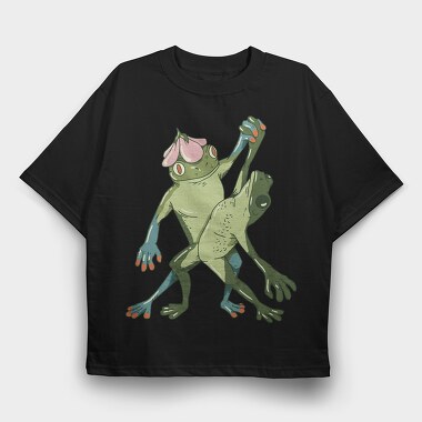 Froggy Dance Party, Tricou Oversize Barbati (Unisex)