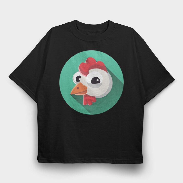 Chicken Icon Art, Tricou Oversize Barbati (Unisex)