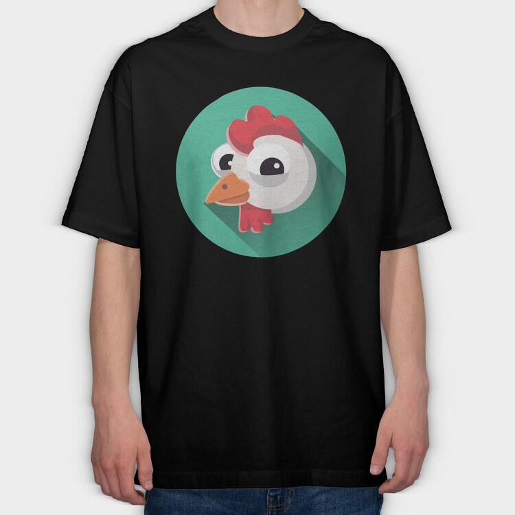 Chicken Icon Art, Tricou Oversize Barbati (Unisex)