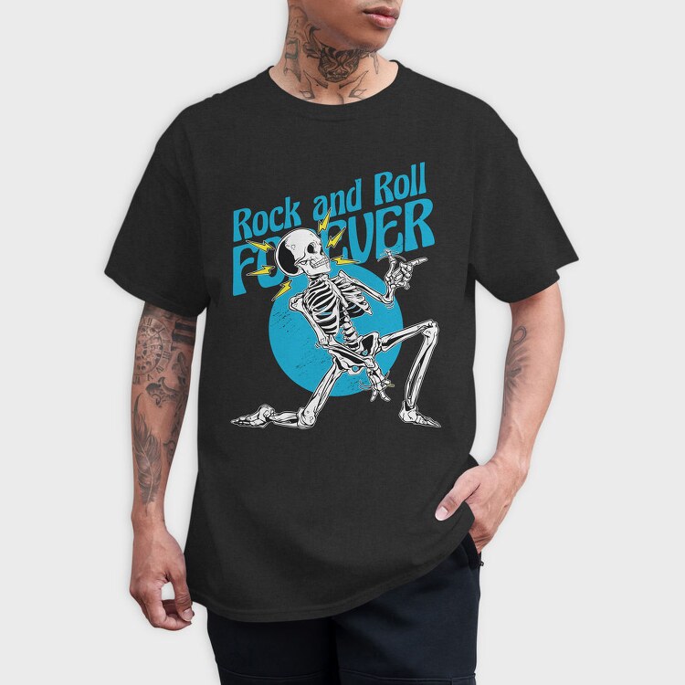 Skeleton Rock And Roll Forever, Tricou Barbati (Unisex)