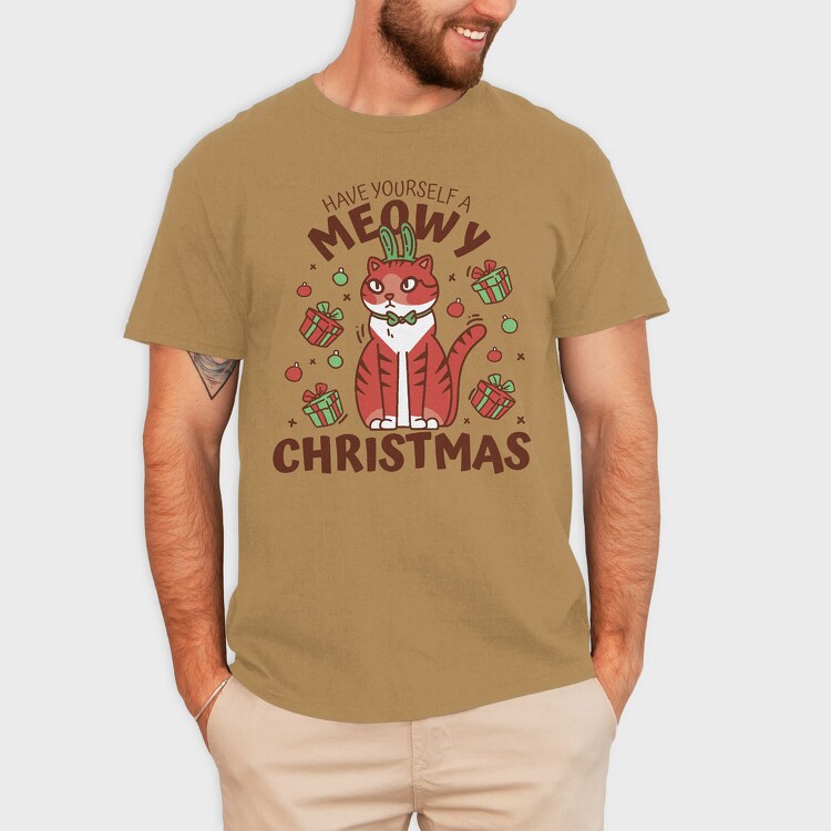 Meowy Christmas, Tricou Barbati (Unisex)
