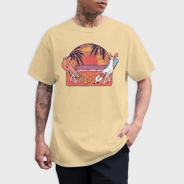 Unicorn Flamingo Beach, Tricou Barbati (Unisex)