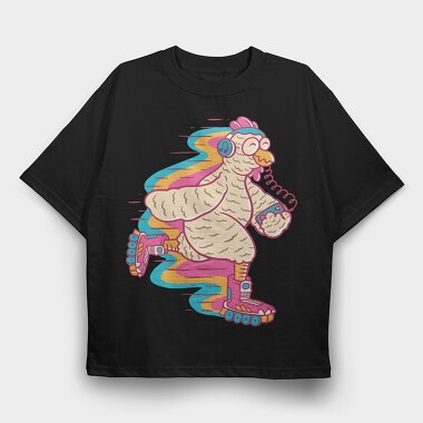 Chicken Roller Skating Rollers, Tricou Oversize Barbati (Unisex)