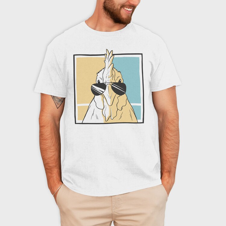 Chicken Wearing Sunglasses, Tricou Barbati (Unisex)