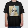 Chicken Wearing Sunglasses, Tricou Oversize Barbati (Unisex)