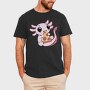 Cute Axolotl Eating Pizza, Tricou Barbati (Unisex)