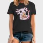 Cute Axolotl Eating Pizza, Tricou Barbati (Unisex)