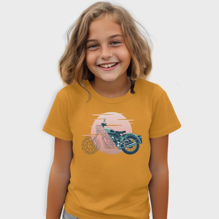 Vintage Geometric Motorbike, Tricou Copii