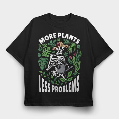 Skeleton Watering House Plants, Tricou Oversize Barbati (Unisex)