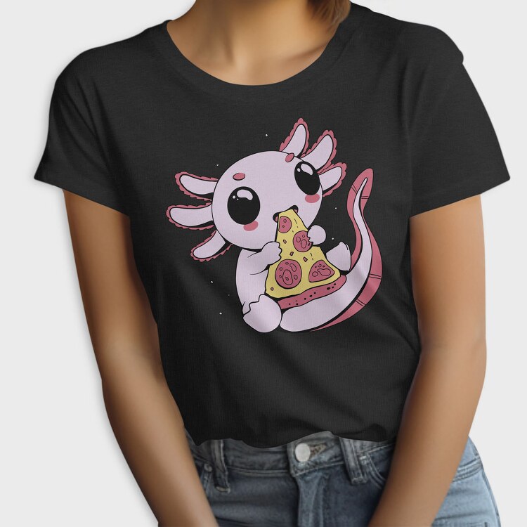 Cute Axolotl Eating Pizza, Tricou Femei
