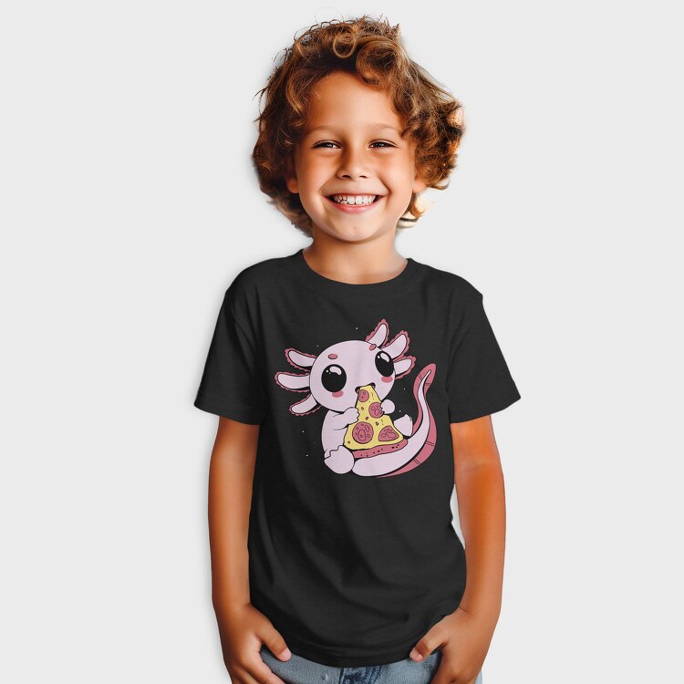 Cute Axolotl Eating Pizza, Tricou Copii