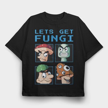 Fungi Cartoon Characters Let S Get Pixel, Tricou Oversize Barbati (Unisex)