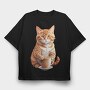 Watercolor Cat And Coffee, Tricou Oversize Barbati (Unisex)