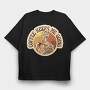 Skeleton With Coffee Retro Sunset, Tricou Oversize Barbati (Unisex)