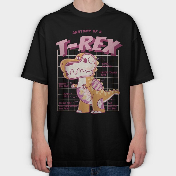 T Rex Anatomy Funny, Tricou Oversize Barbati (Unisex)