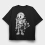 Skeleton With Skateboard Skate Skull, Tricou Oversize Barbati (Unisex)