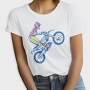 Sketched Motocross Bike Wheeling, Tricou Femei