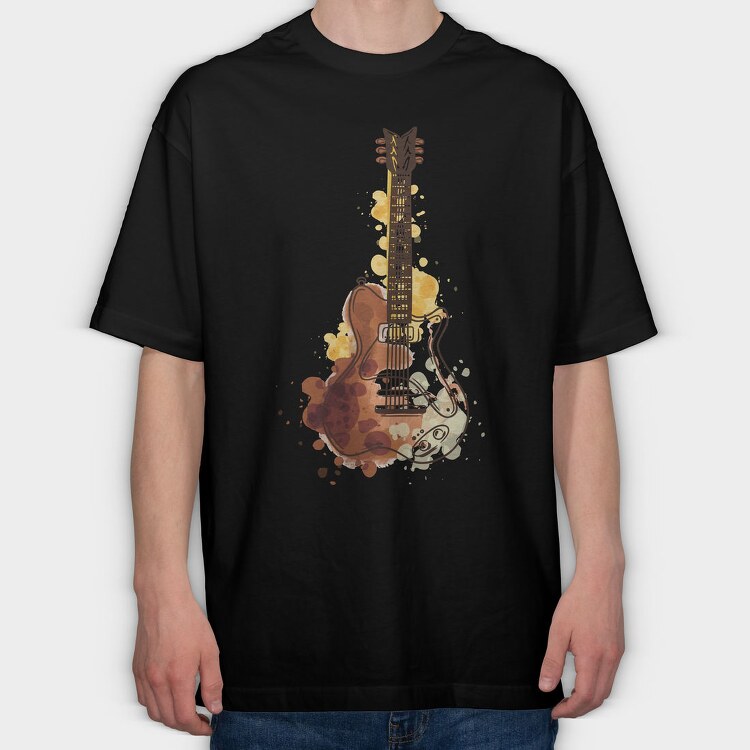 Watercolor Guitar, Tricou Oversize Barbati (Unisex)