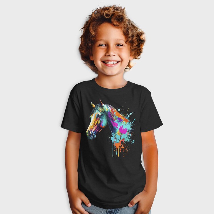 Watercolor Horse Head Drip, Tricou Copii