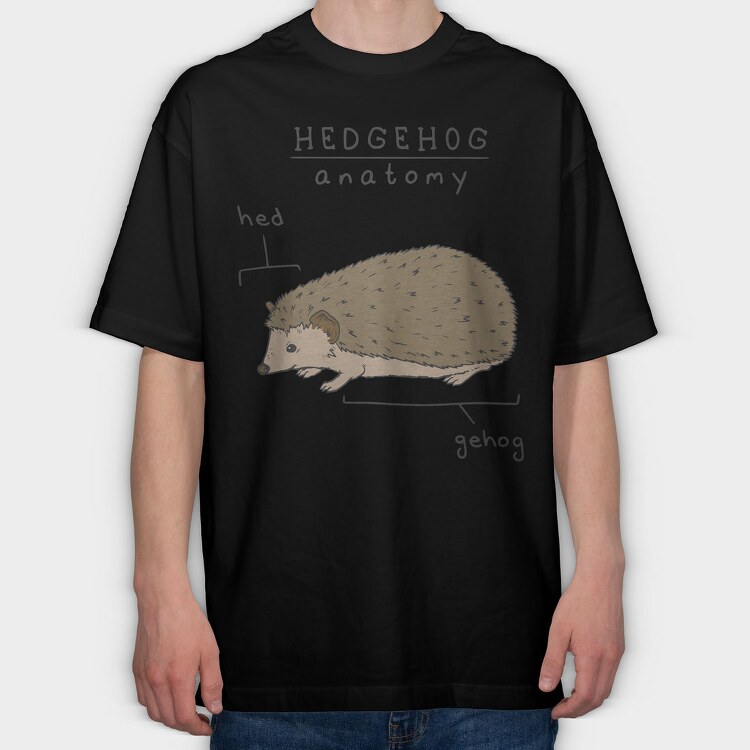 Funny Hedgehog Anatomy Meme, Tricou Oversize Barbati (Unisex)
