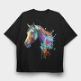 Watercolor Horse Head Drip, Tricou Oversize Barbati (Unisex)