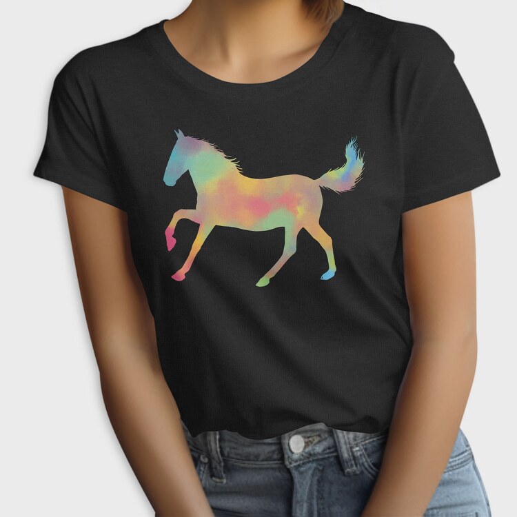 Watercolor Horse Silhouette, Tricou Femei