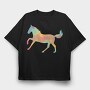 Watercolor Horse Silhouette, Tricou Oversize Barbati (Unisex)