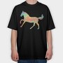Watercolor Horse Silhouette, Tricou Oversize Barbati (Unisex)