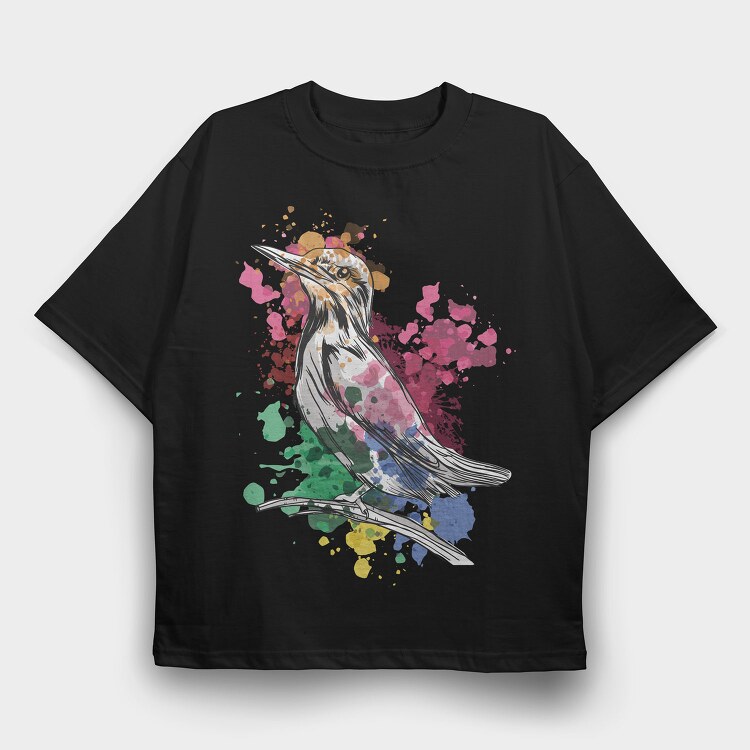 Watercolor Kingfisher European, Tricou Oversize Barbati (Unisex)