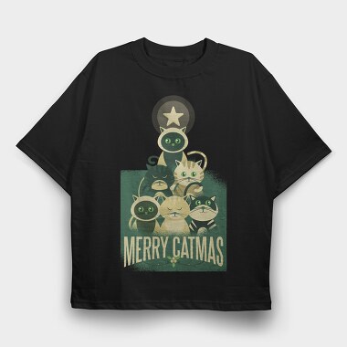 Merry Catmas Christmas, Tricou Oversize Barbati (Unisex)