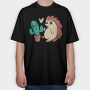 Cute Cactus And Hedgehog, Tricou Oversize Barbati (Unisex)