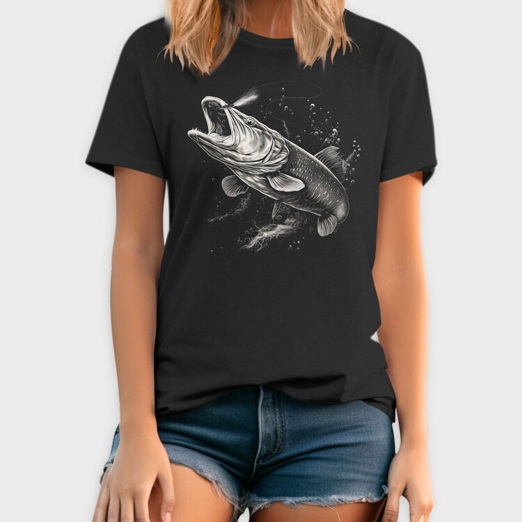 Pike Fish Monochrome, Tricou Barbati (Unisex)