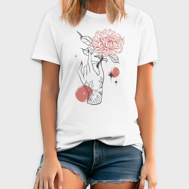 Tattoo Hand And Flower Chrysanthemum, Tricou Barbati (Unisex)