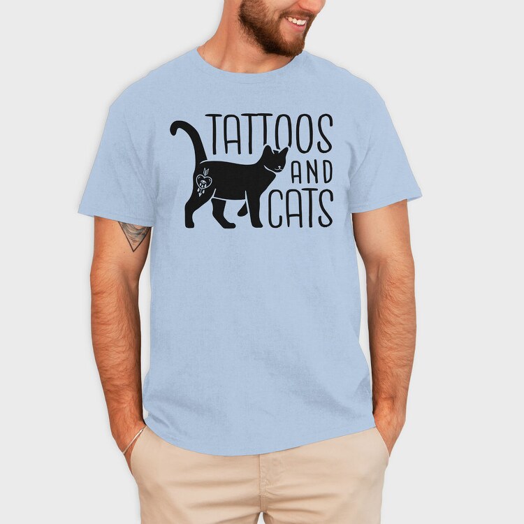 Tattoos And Cats, Tricou Barbati (Unisex)