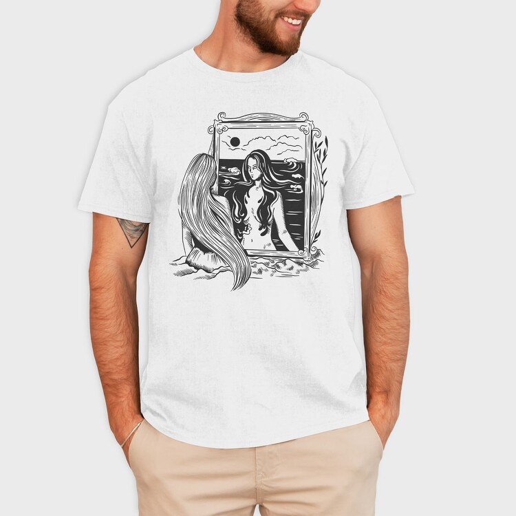 Woman Portrait Dark Art Nouveau, Tricou Barbati (Unisex)