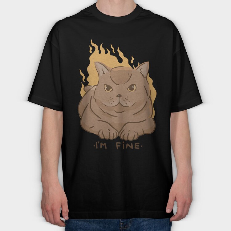 Im Fine Meme Cat, Tricou Oversize Barbati (Unisex)