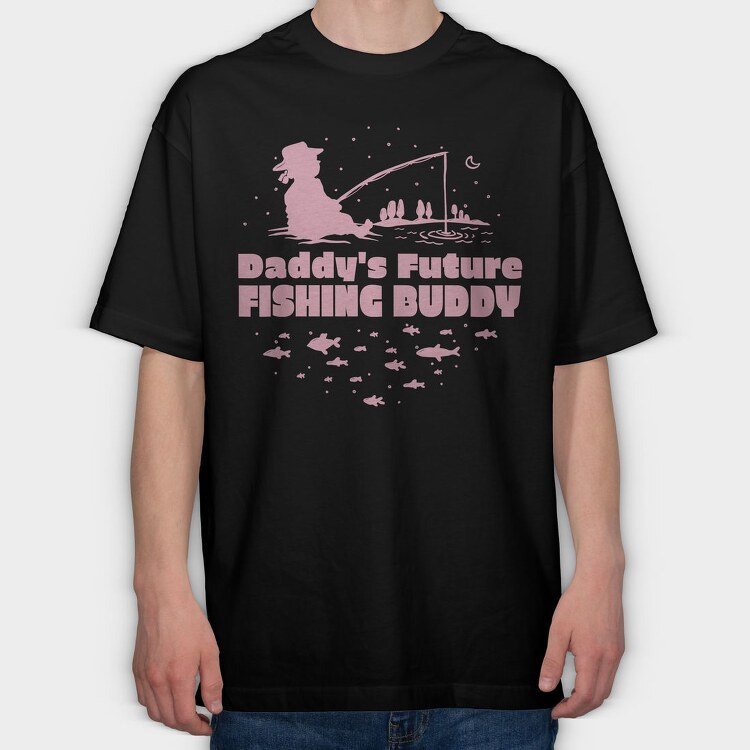 Cute Child Fishing Pink Daddy S Future Fishing Buddy Girl, Tricou Oversize Barbati (Unisex)
