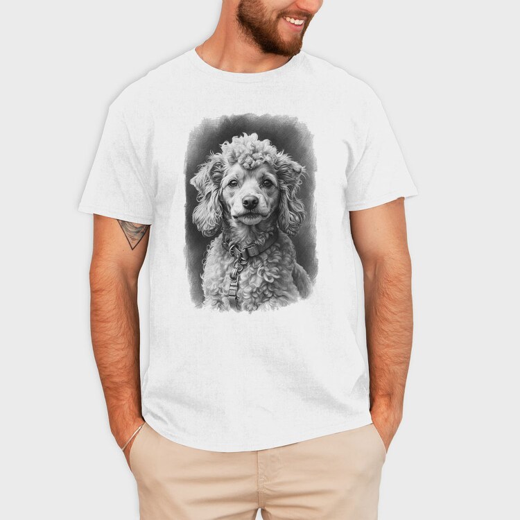 Miniature Poodle Portrait, Tricou Barbati (Unisex)