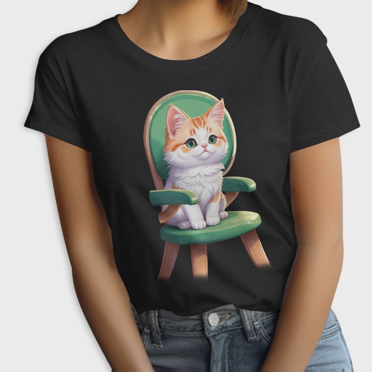 Sitting Cat on Chair, Tricou Femei