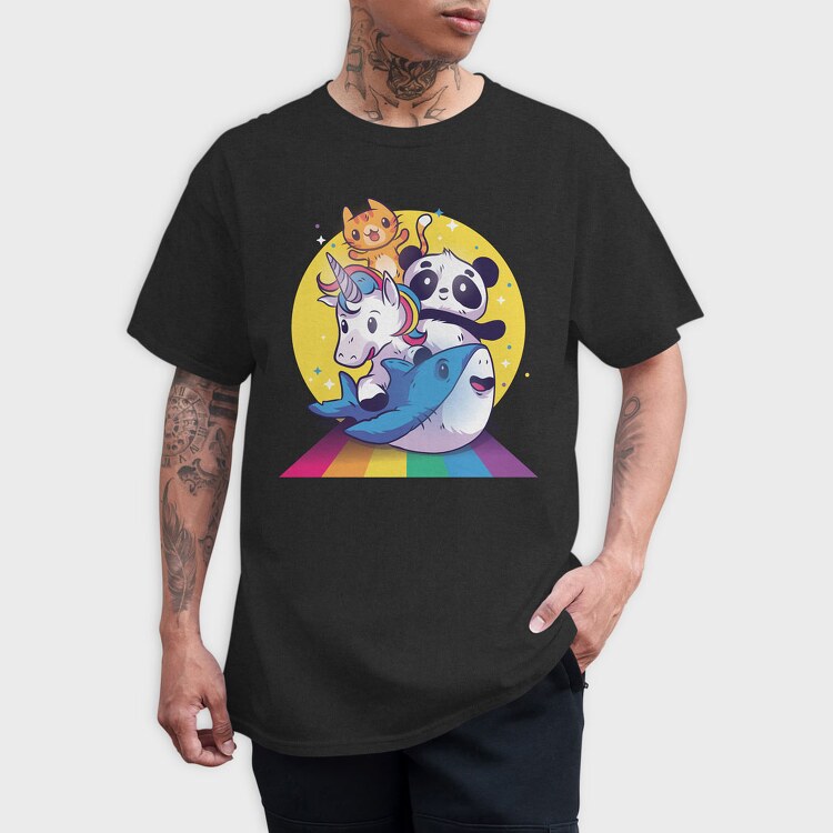 Rainbow Cute Animals, Tricou Barbati (Unisex)