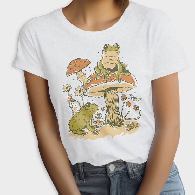 Mushrooms Frogs Nature, Tricou Femei