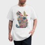 Floral Cat Silhouette Flower, Tricou Barbati (Unisex)