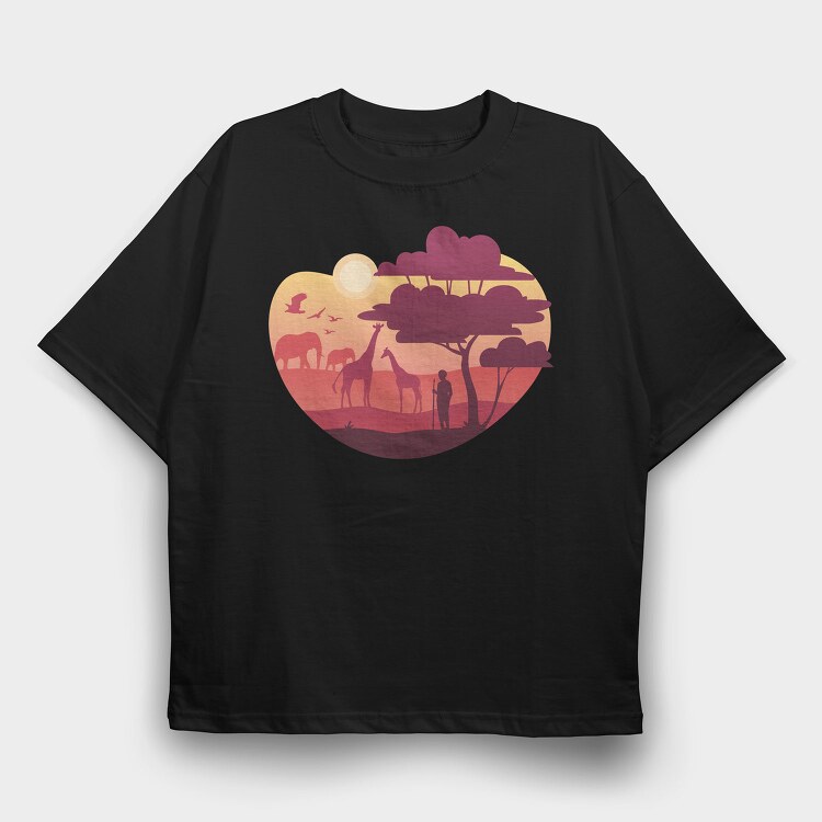 African Landscape, Tricou Oversize Barbati (Unisex)
