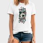 Floral Cat Skull Flowers, Tricou Barbati (Unisex)