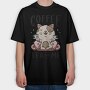 Cute Coffee Tea Cat Bar, Tricou Oversize Barbati (Unisex)